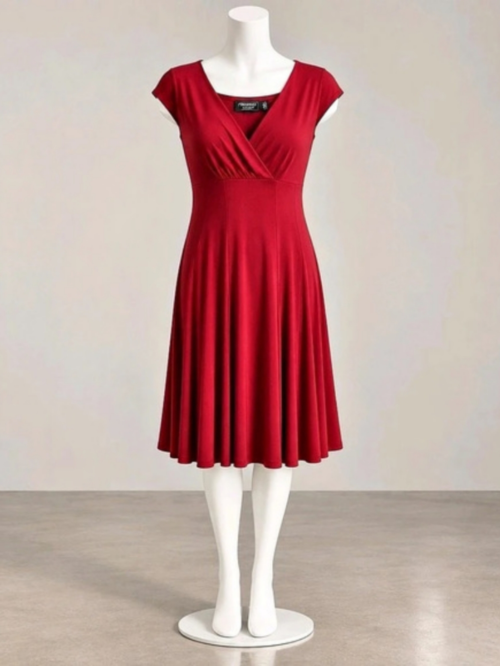 American Living Red Wrap-Front Midi Dress